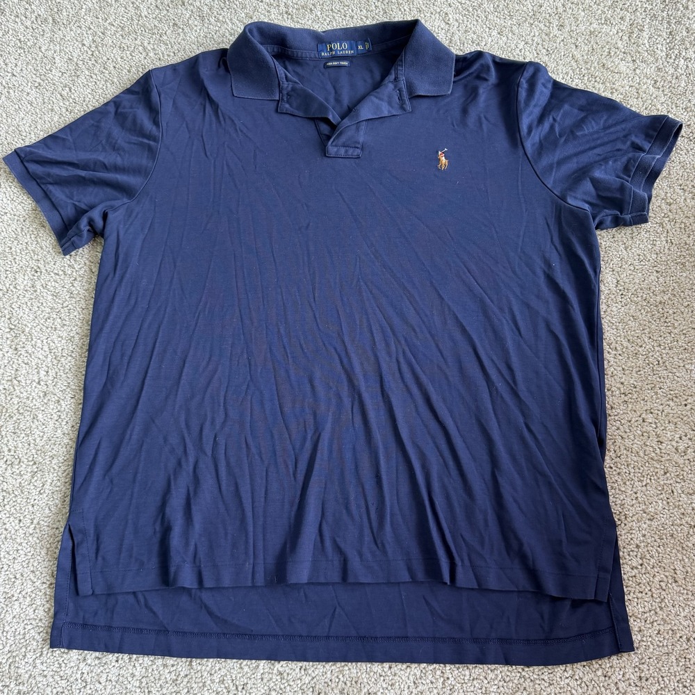 Polo Ralph Lauren Pima Soft Touch Polo Shirt Mens XL Blue Solid Short Sleeve